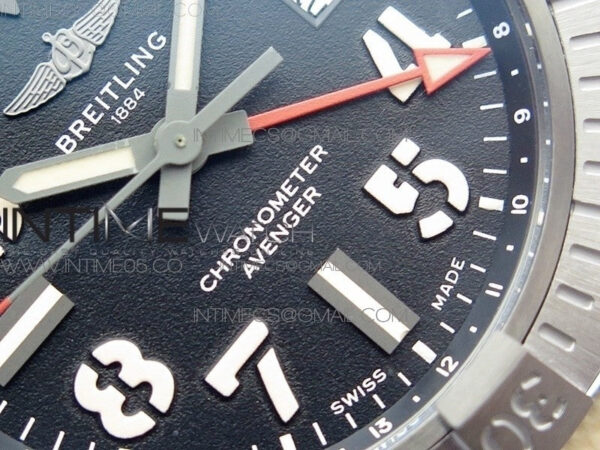 AVENGER V32395 Ti DLC 1:1 Best Edition Black Dial on Leather Strap A2824 - Image 5
