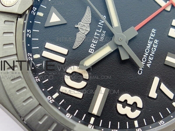 AVENGER V32395 Ti DLC 1:1 Best Edition Black Dial on Leather Strap A2824 - Image 7
