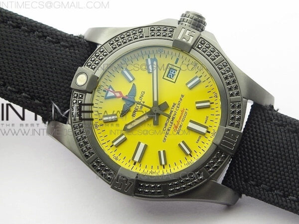 AVENGER Boutique Edition V17310 Dia Bezel Ti DLC 1:1 Best Edition Yellow Dial on Nylon Strap A2824 - Image 2