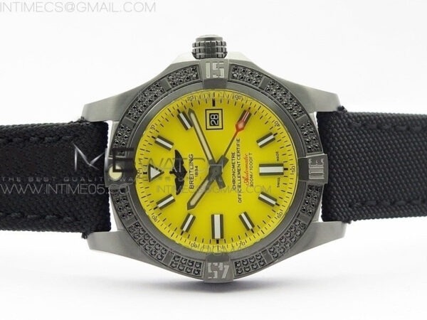 AVENGER Boutique Edition V17310 Dia Bezel Ti DLC 1:1 Best Edition Yellow Dial on Nylon Strap A2824 - Image 3