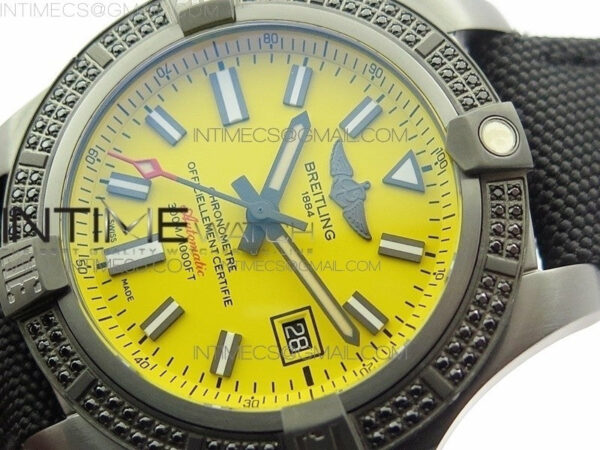 AVENGER Boutique Edition V17310 Dia Bezel Ti DLC 1:1 Best Edition Yellow Dial on Nylon Strap A2824 - Image 4
