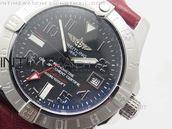 Avenger GMT SS Black Numeral Marker Dial on Leather strap A2836 - Image 5