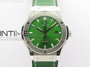 Classic Fusion 42mm SS B50F Green Dial On Green Gummy Strap A2892