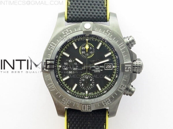 Avenger Bandit Titanium DLC B50 Best Edition Black Dial on Black/Yellow Gummy strap A7750