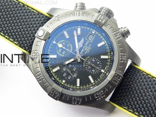 Avenger Bandit Titanium DLC B50 Best Edition Black Dial on Black/Yellow Gummy strap A7750 - Image 2