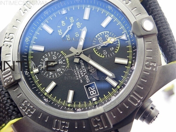 Avenger Bandit Titanium DLC B50 Best Edition Black Dial on Black/Yellow Gummy strap A7750 - Image 4