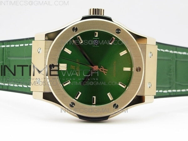 Classic Fusion 42mm RG B50F Green Dial On Green Gummy Strap A2892 - Image 3