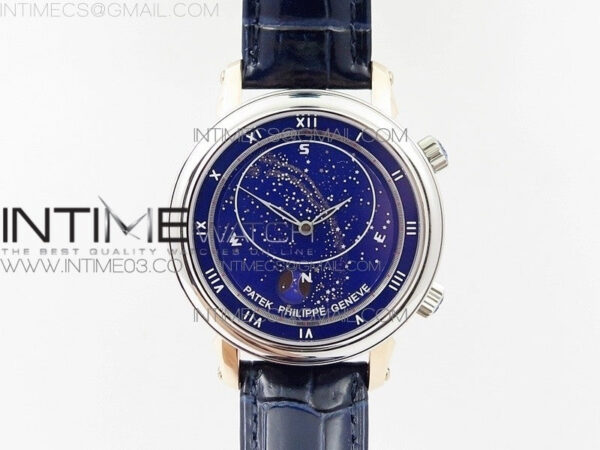 6104P Moon RG/SS Blue Dial on Blue Leather Strap A240 V2