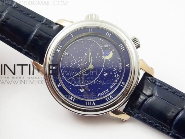 6104P Moon RG/SS Blue Dial on Blue Leather Strap A240 V2 - Image 2