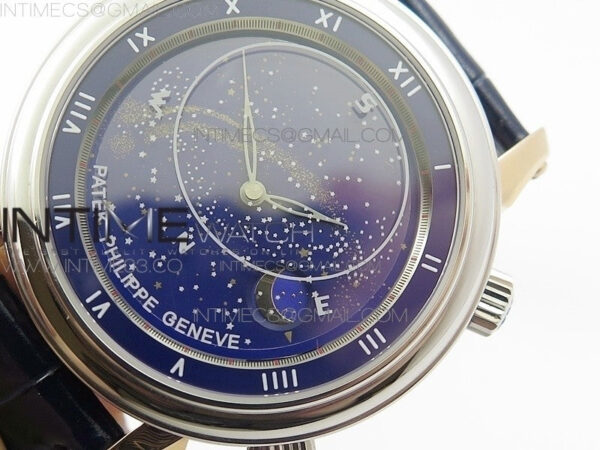 6104P Moon RG/SS Blue Dial on Blue Leather Strap A240 V2 - Image 3