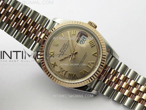 DateJust 36 SS 126231 904L SS/RG VSF 1:1 Best Edition Rose Gold Dial Roman Markers on Jubilee Bracelet VS3235 - Image 3