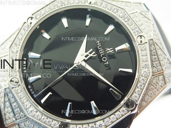 Classic Fusion Orlinski SS Full Real Diamonds B50F 1:1 Best Edition Black Faceted Dial on Black Rubber Strap A2892 - Image 4