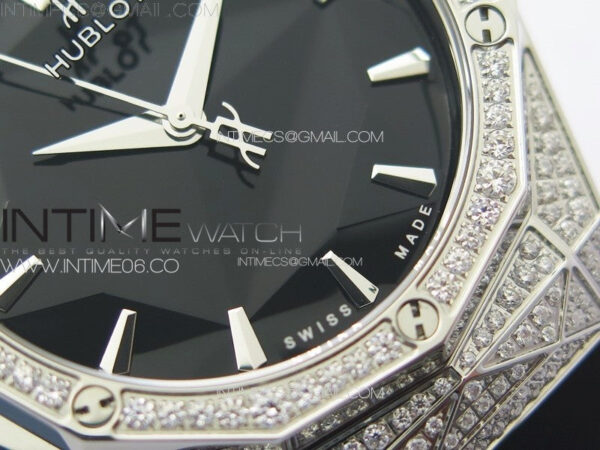 Classic Fusion Orlinski SS Full Real Diamonds B50F 1:1 Best Edition Black Faceted Dial on Black Rubber Strap A2892 - Image 5