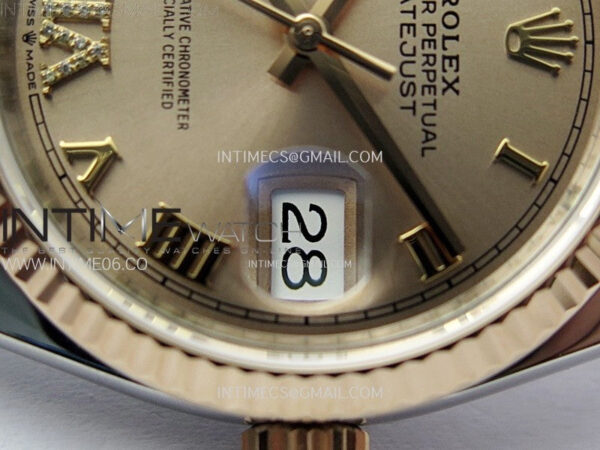 DateJust 36 SS 126231 904L SS/RG VSF 1:1 Best Edition Rose Gold Dial Roman Markers on Jubilee Bracelet VS3235 - Image 6