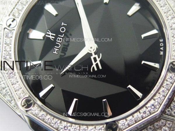 Classic Fusion Orlinski SS Full Real Diamonds B50F 1:1 Best Edition Black Faceted Dial on Black Rubber Strap A2892 - Image 6
