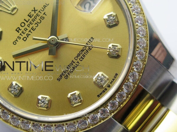 DateJust 31mm 72610 SS/YG Crystals Bezel APSF Best Edition Gold Dial Crystals Markers on Oyster Bracelet A2824 - Image 6