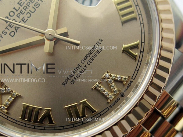 DateJust 36 SS 126231 904L SS/RG VSF 1:1 Best Edition Rose Gold Dial Roman Markers on Jubilee Bracelet VS3235 - Image 7