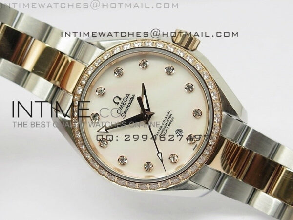 AQUA TERRA 150M SS/RG Dia Bezel White MOP dial Ladies 1:1 Miyota 8520 - Image 2
