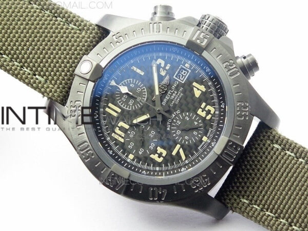 Avenger Bandit Titanium DLC B50 Best Edition Gray Carbon Dial on Green Nylon Strap A7750 - Image 2
