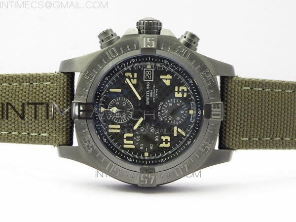 Avenger Bandit Titanium DLC B50 Best Edition Gray Carbon Dial on Green Nylon Strap A7750 - Image 3