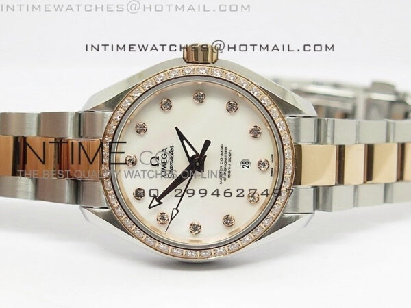 AQUA TERRA 150M SS/RG Dia Bezel White MOP dial Ladies 1:1 Miyota 8520 - Image 3