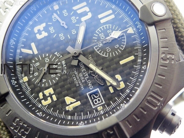 Avenger Bandit Titanium DLC B50 Best Edition Gray Carbon Dial on Green Nylon Strap A7750 - Image 4