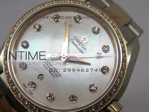 AQUA TERRA 150M SS/RG Dia Bezel White MOP dial Ladies 1:1 Miyota 8520 - Image 4