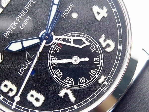Calatrava 5524 Pilot Travel Time RG GRF Black Dial on Black Leather Strap A324 V2 - Image 5
