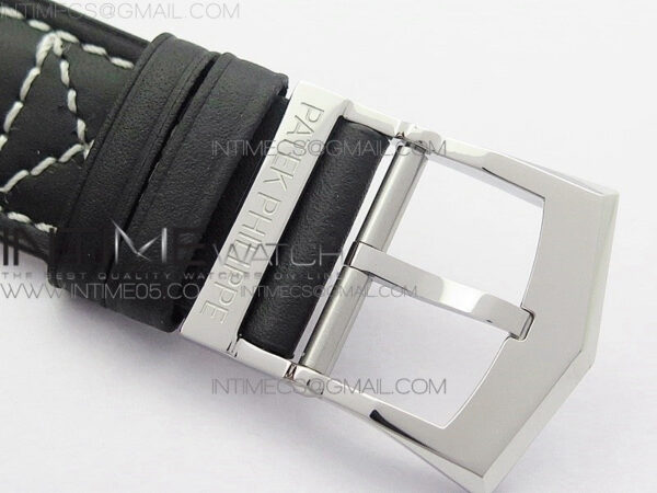 Calatrava 5524 Pilot Travel Time RG GRF Black Dial on Black Leather Strap A324 V2 - Image 19