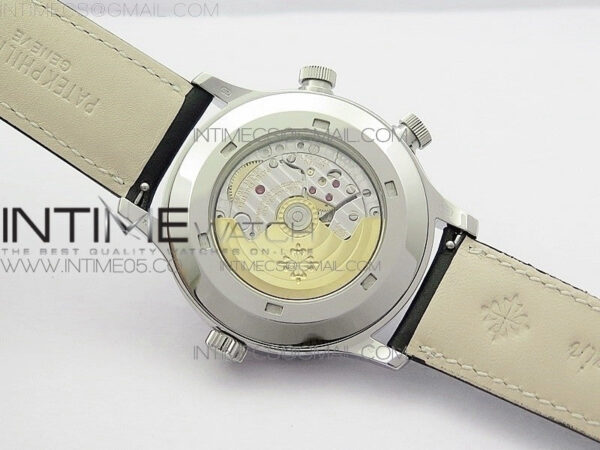 Calatrava 5524 Pilot Travel Time RG GRF Black Dial on Black Leather Strap A324 V2 - Image 20
