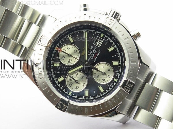 Avenger Chronograph 43mm SS B12F Best Edition Black Dial on SS Bracelet A7750 - Image 2