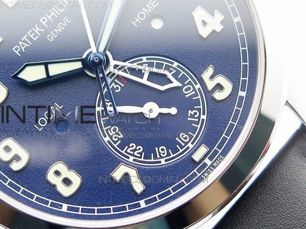 Calatrava 5524 Pilot Travel Time RG GRF Blue Dial on Black Leather Strap A324 V2 - Image 5