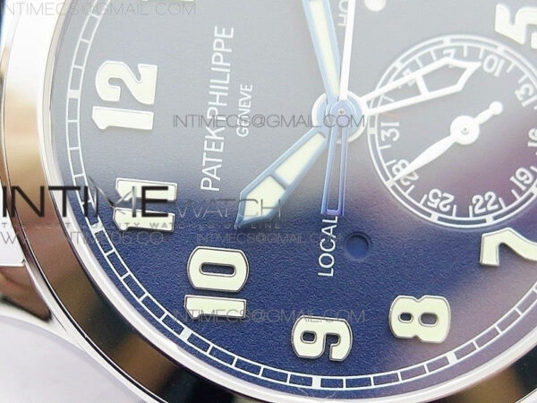 Calatrava 5524 Pilot Travel Time RG GRF Blue Dial on Black Leather Strap A324 V2 - Image 6