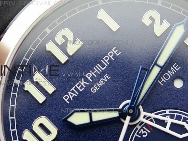 Calatrava 5524 Pilot Travel Time RG GRF Blue Dial on Black Leather Strap A324 V2 - Image 7