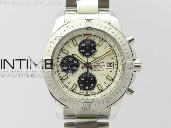 Avenger Chronograph 43mm SS B12F Best Edition White Dial on SS Bracelet A7750