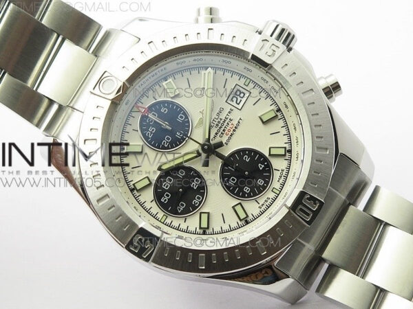 Avenger Chronograph 43mm SS B12F Best Edition White Dial on SS Bracelet A7750 - Image 2