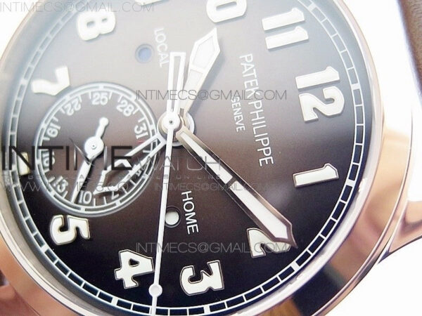 Calatrava 5524R Pilot Travel Time RG GRF Brown Dial on Brown Leather Strap A324 V2 - Image 4