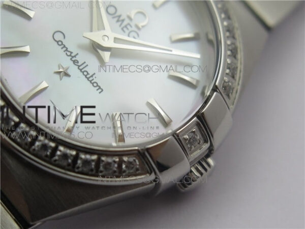 Constellation Ladies 27mm K11F 1:1 Best Edition SS Diamonds Bezel White MOP Dial Stick Markers on SS Bracelet ETA Quartz - Image 4
