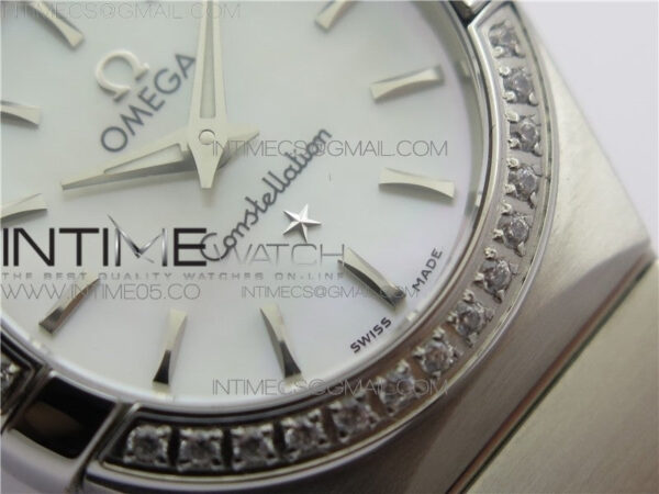 Constellation Ladies 27mm K11F 1:1 Best Edition SS Diamonds Bezel White MOP Dial Stick Markers on SS Bracelet ETA Quartz - Image 5