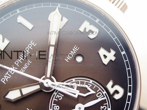 Calatrava 5524R Pilot Travel Time RG GRF Brown Dial on Brown Leather Strap A324 V2 - Image 6