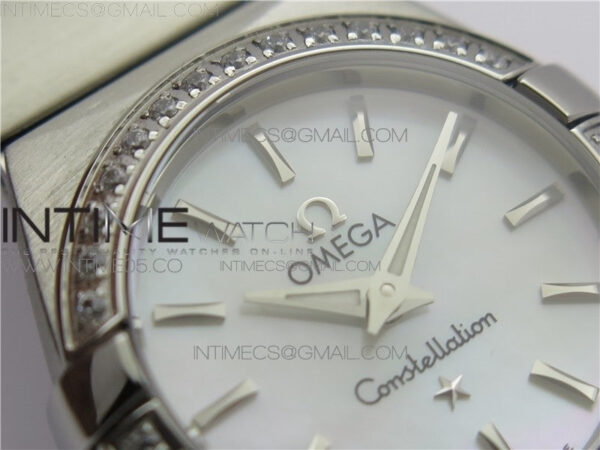 Constellation Ladies 27mm K11F 1:1 Best Edition SS Diamonds Bezel White MOP Dial Stick Markers on SS Bracelet ETA Quartz - Image 7
