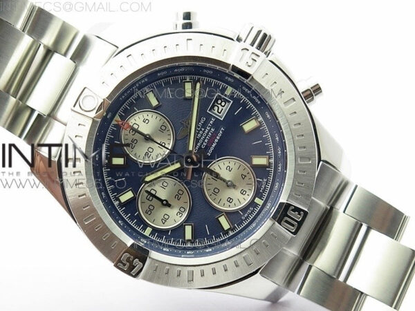 Avenger Chronograph 43mm SS B12F Best Edition Blue Dial on SS Bracelet A7750 - Image 2