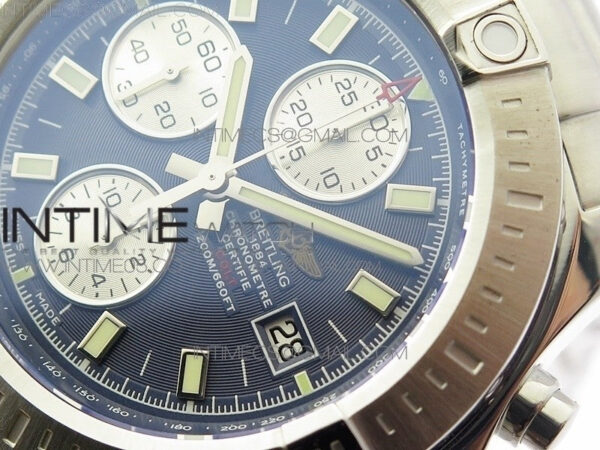 Avenger Chronograph 43mm SS B12F Best Edition Blue Dial on SS Bracelet A7750 - Image 4
