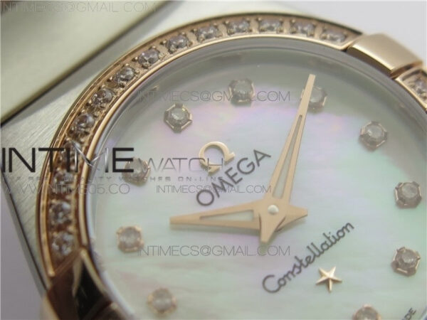 Constellation Ladies 27mm K11F 1:1 Best Edition SS/RG Diamonds Bezel White MOP Dial Stick Markers on SS/RG Bracelet ETA Quartz - Image 7