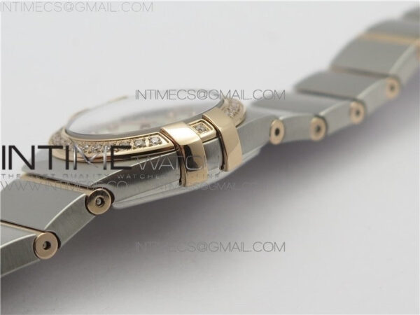 Constellation Ladies 27mm K11F 1:1 Best Edition SS/RG Diamonds Bezel White MOP Dial Stick Markers on SS/RG Bracelet ETA Quartz - Image 9