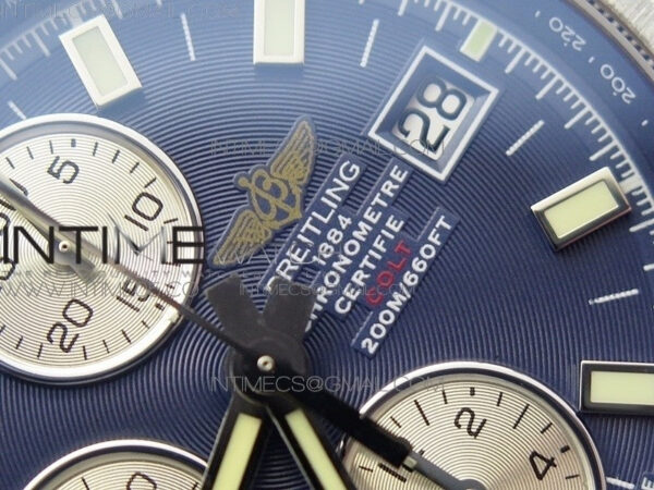 Avenger Chronograph 43mm SS B12F Best Edition Blue Dial on SS Bracelet A7750 - Image 10