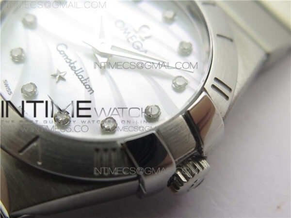 Constellation Ladies 27mm K11F 1:1 Best Edition SS White MOP Textured Dial Diamonds Markers on SS Bracelet ETA Quartz - Image 4