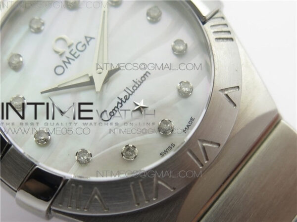 Constellation Ladies 27mm K11F 1:1 Best Edition SS White MOP Textured Dial Diamonds Markers on SS Bracelet ETA Quartz - Image 5