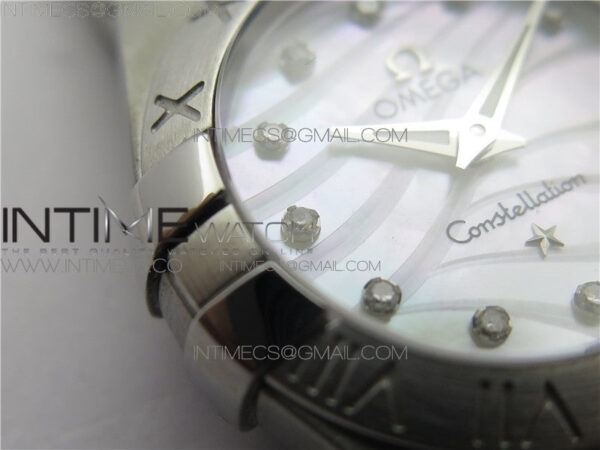 Constellation Ladies 27mm K11F 1:1 Best Edition SS White MOP Textured Dial Diamonds Markers on SS Bracelet ETA Quartz - Image 6