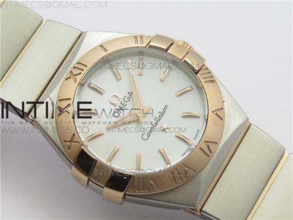 Constellation Ladies 27mm K11F 1:1 Best Edition SS/RG White MOP Dial Diamonds Markers on SS/RG Bracelet ETA Quartz - Image 2